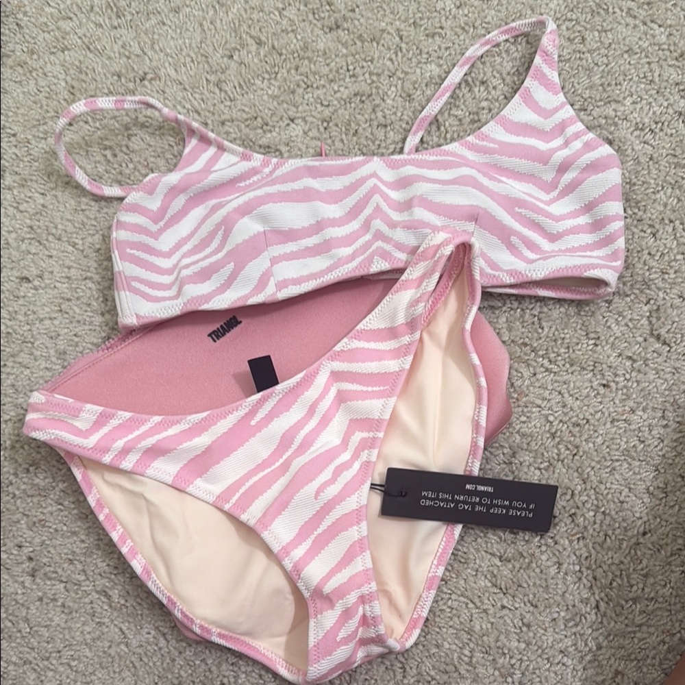 Triangl Swimwear Pink and White Zebra Bikini